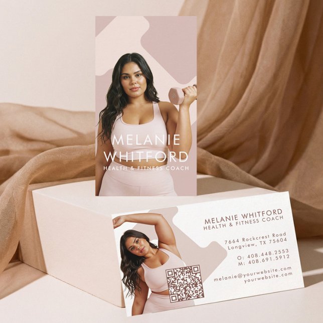 Modern Minimal Fitness Health Wellness Photo QR Business Card (Modern Minimal Fitness Health Wellness Photo QR Business Card)