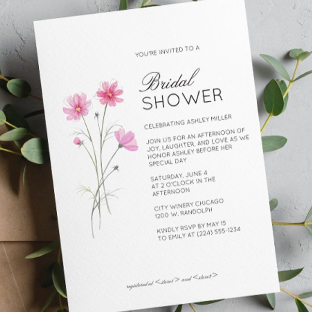 Modern Minimal Floral Detail Wedding Bridal Shower Invitation (Creator Uploaded)