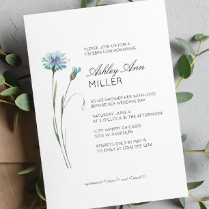 Modern Minimal Floral Detail Wedding Bridal Shower Invitation