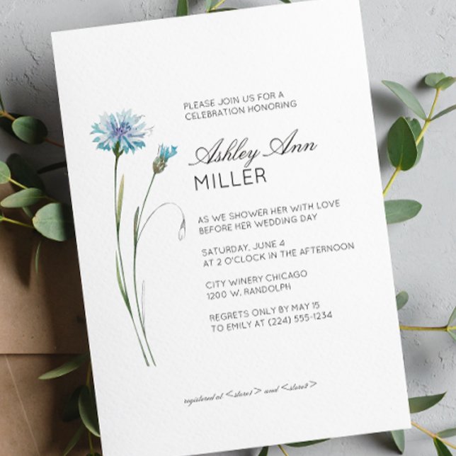 Modern Minimal Floral Detail Wedding Bridal Shower Invitation (Creator Uploaded)