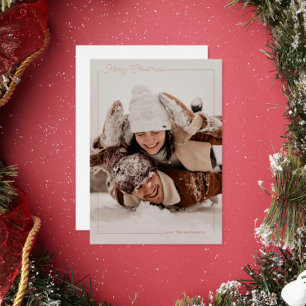 Modern Minimal Foil One Photo Christmas Card