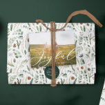 Modern minimal foliage 1 photo script elegant  hol holiday postcard<br><div class="desc">Modern minimal foliage script classy elegant joyful holiday Christmas postcard. Hand painted eucalyptus,  minimal foliage and modern rustic rattan wreath give this holiday card a luxurious feel. In classy greens,  browns and greys.</div>