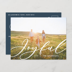 Modern minimal foliage 1 photo script elegant holiday postcard