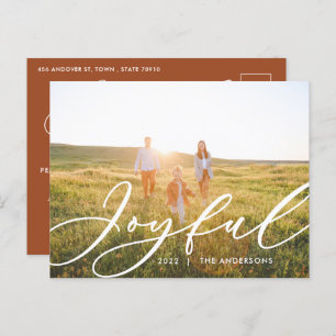 Modern minimal foliage 1 photo script elegant  holiday postcard