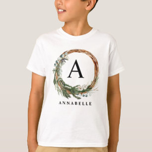 Modern minimal foliage wreath christmas family T-Shirt