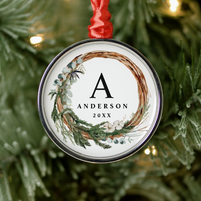 Modern minimal foliage wreath peace script holiday metal tree decoration (Tree)