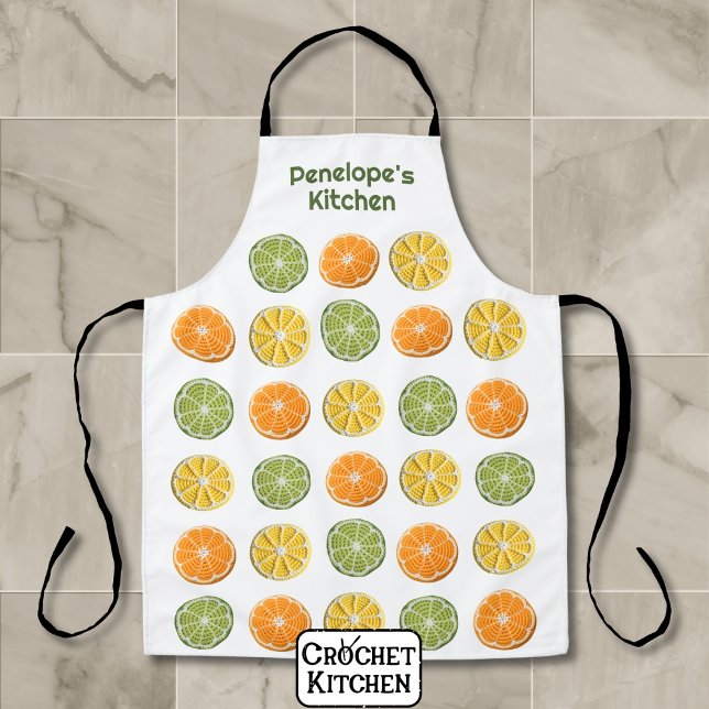 Modern Minimal Fresh Crochet Citrus Slices Name  Apron (Creator Uploaded)