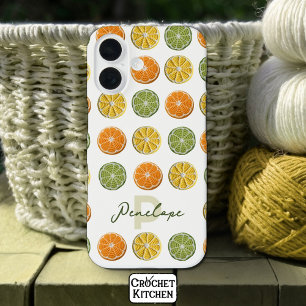 Modern Minimal Fresh Crochet Citrus Slices Name  iPhone 16 Case