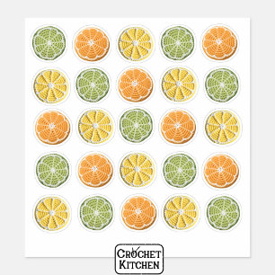 Modern Minimal Fresh Crochet Citrus Slices Round