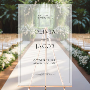 Modern Minimal Frosted Wedding Welcome Acrylic Sign