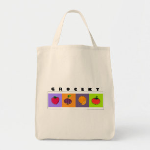 Modern Minimal Fruits and Veggies Illustration Tote Bag