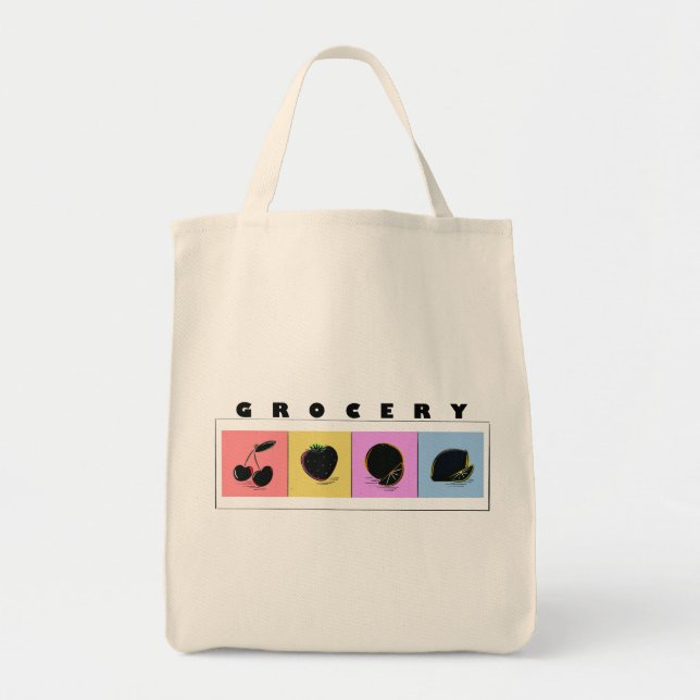 Modern Minimal Fruits Illustration Tote Bag (Front)