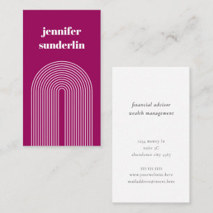 Modern Minimal Fuchsia Pink Geometric Arch Business Card
