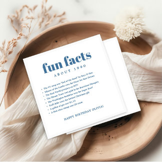 Modern Minimal Fun Facts Birthday Year Napkin