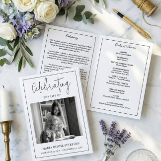 Modern Minimal Funeral Obituary Order of Service Programme