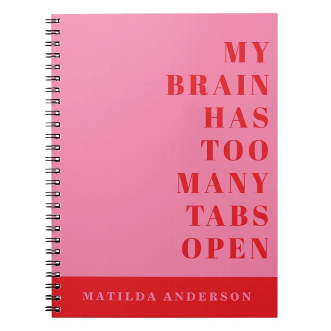 Modern minimal funny red, pink typography journal (Front)