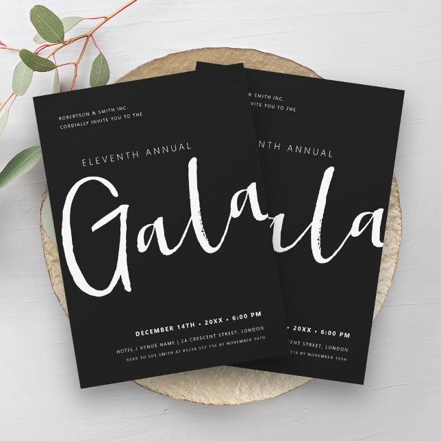 Modern Minimal GALA Company Business Black  Invitation (Modern Minimal GALA Company Business Black Invitation)