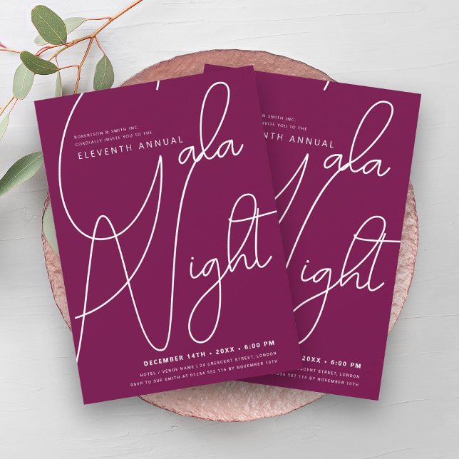 Modern Minimal GALA Company Business Magenta  Invitation (Modern Minimal GALA Company Business Magenta Invitation)