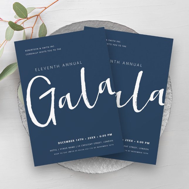Modern Minimal GALA Company Business Navy & White Invitation (Modern Minimal GALA Company Business Navy & White Invitation)