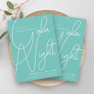Modern Minimal GALA Company Business Teal Invitation