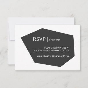 Modern Minimal Geo Gemstone Wedding Website Black RSVP Card