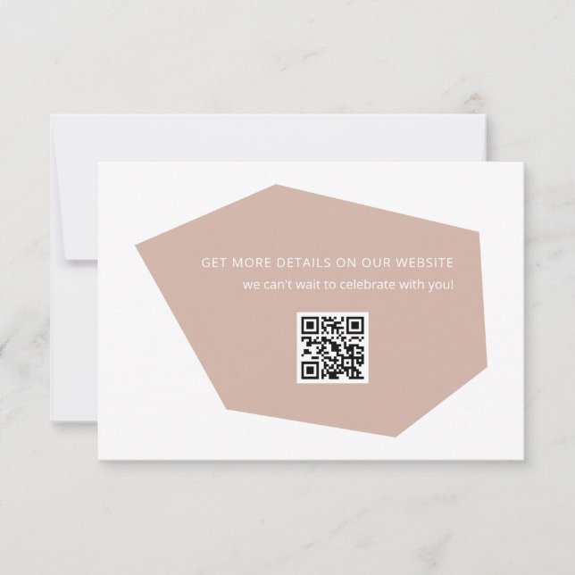 Modern Minimal Geo Gemstone Wedding Website Pink RSVP Card (Front)