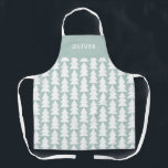 Modern minimal geometric aqua Christmas graphic Apron<br><div class="desc">Modern geometric aqua and white Christmas tree bold minimal graphic holiday baking apron design</div>