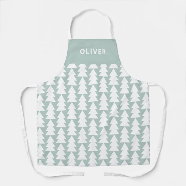 Modern minimal geometric aqua Christmas graphic Apron (Front)