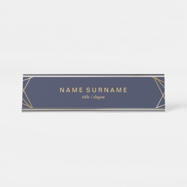 Modern Minimal Geometric Office & School Standard Desk Name Plate (Front)