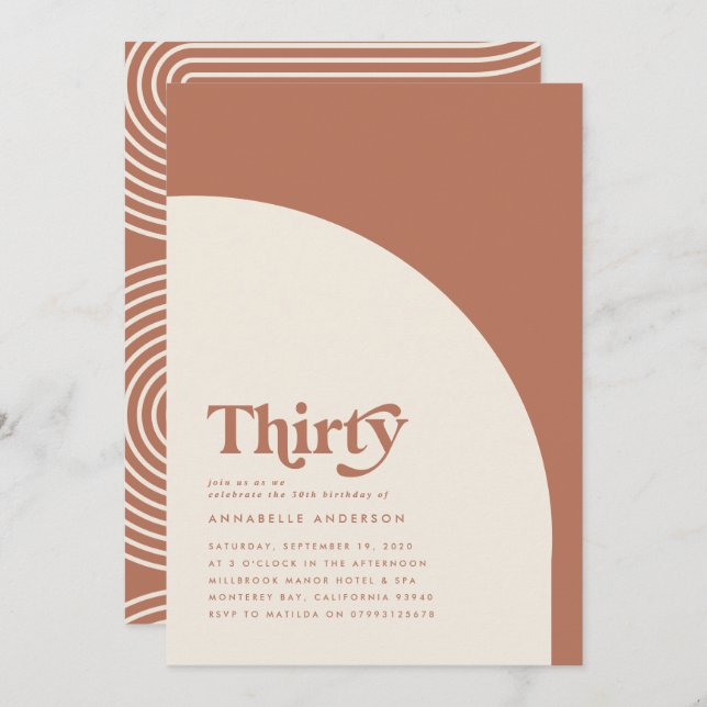 Modern minimal geometric terracotta birthday (Front/Back)