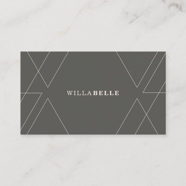 Modern Minimal Geometrical Line Pattern Grey Business Card (Front)