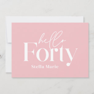 Modern minimal girly pink simple 40th birthday invitation