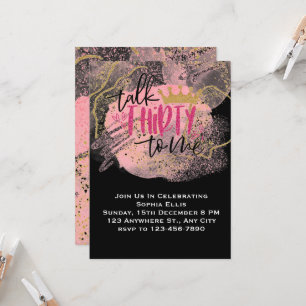 Modern Minimal Glitter 30th birthday Invitation