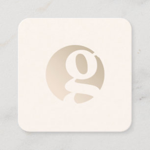 Modern minimal gold beige monogram square business card