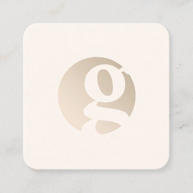 Modern minimal gold beige monogram   square business card (Front)