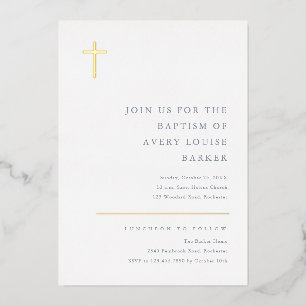 Modern Minimal Gold Cross Baptism