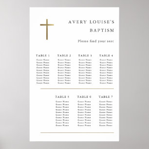 Modern Minimal Gold Cross Baptism Seating Chart