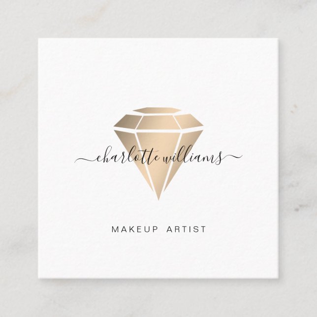 Modern Minimal Gold Diamant Salon Visitenkarte   Square Business Card (Front)