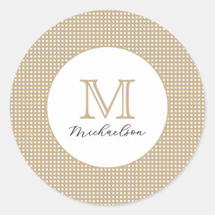 Modern Minimal Gold Elegant Monogram Classic Round Sticker
