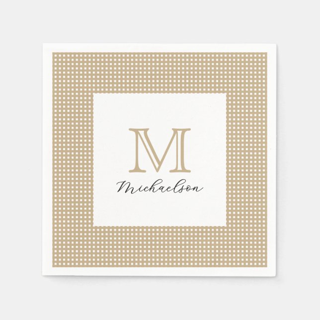 Modern Minimal Gold Elegant Monogram Napkin (Front)
