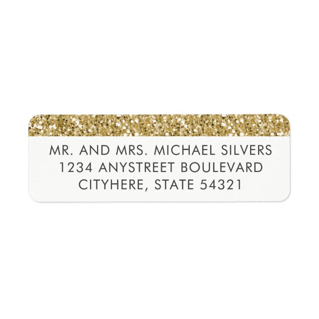Modern Minimal Gold Glitter Return Address Labels (Front)