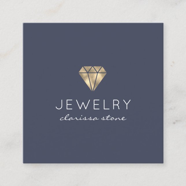 Modern minimal gold jewellery  square business card (Front)