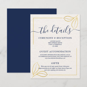 Modern Minimal Gold leaf and Blue typography Enclosure Card