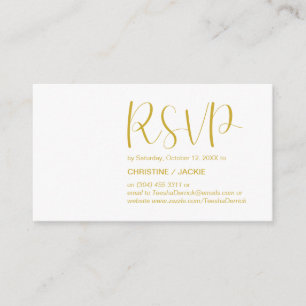 Modern Minimal, Gold Script, RSVP respond Enclosure Card