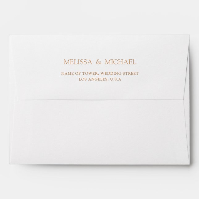 Modern Minimal Gold Script RSVP Return Address Envelope (Back (Top Flap))