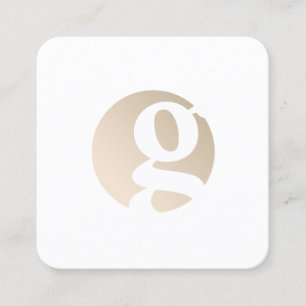 Modern minimal gold white monogram    square business card