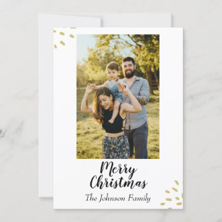 Modern Minimal Golden Holiday Photo Card