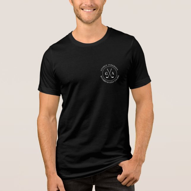 Modern Minimal Golf Apparel Golf Logo Black Tri-Blend Shirt (Front)