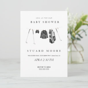 Modern minimal golf baby shower invitation