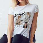 Modern Minimal Grad Script Three Photo Graduation T-Shirt<br><div class="desc">Modern minimal grad script three photo graduation t-shirt. Customise with three special photos of the grad,  graduation year,  and graduate's name.  Make a great gift for the graduate.</div>